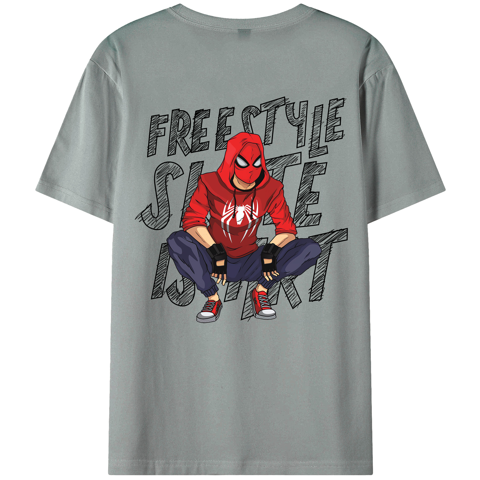 （画像用） Spider Man スパイダーマン 綿100％ メンズ半袖Tシャツ（バックプリント） 通気性